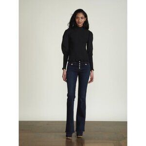 VERONICA BEARD Elsmere Smocked Blouse With Puff Sleeves Black